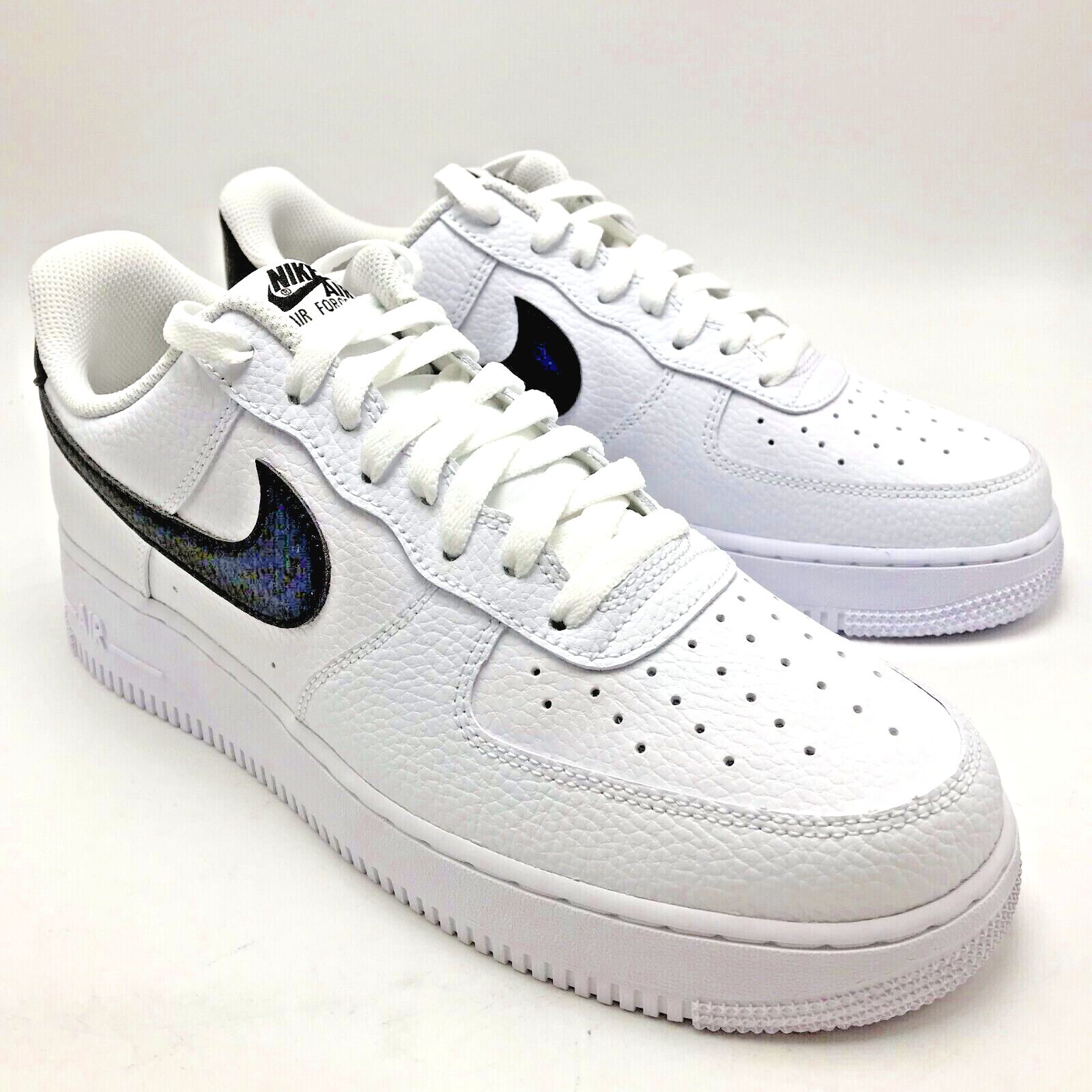 *NEW* MEN Nike Air Force 1 Low White/Black Pebbled Leather (CT2302 100) 👍