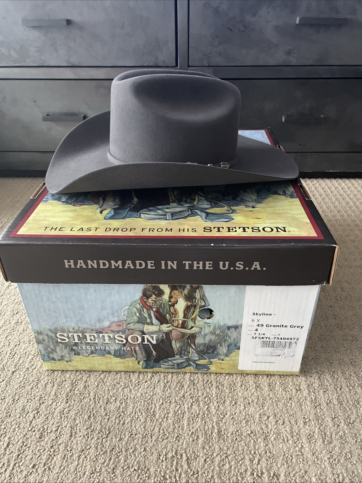 Stetson Men’s Skyline 6X Granite Grey Western Hat SFSKYL-75404972 SZ 7 1/4