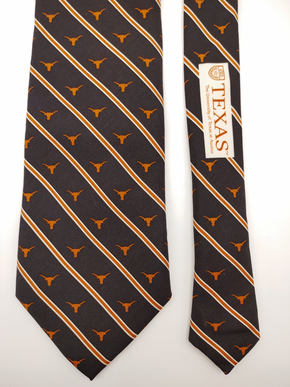 University Texas Longhorns Vineyard Vines Necktie Black Tan Brown Orange Silk