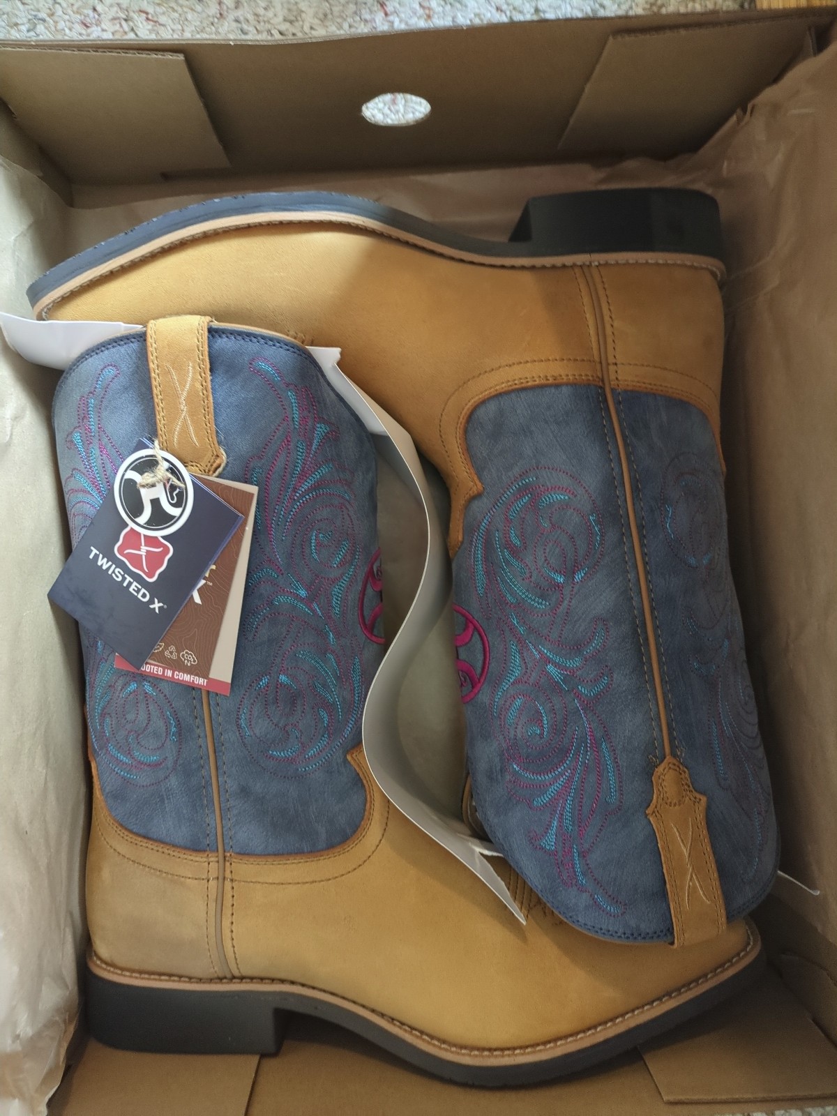 NEW Twisted X® Men’s Hooey Peanut And Teal Square Toe Boots MHY0034 Size 13 D