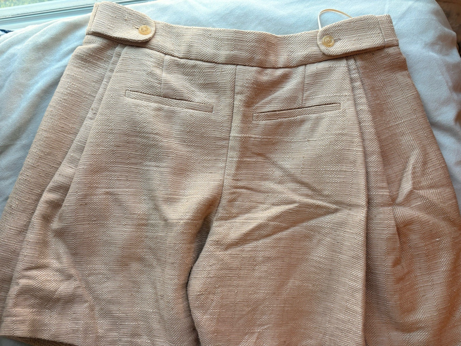 Auth CHLOE Beige Lining BELTED TWEED Shorts Pants 40 (L) Women’s Used