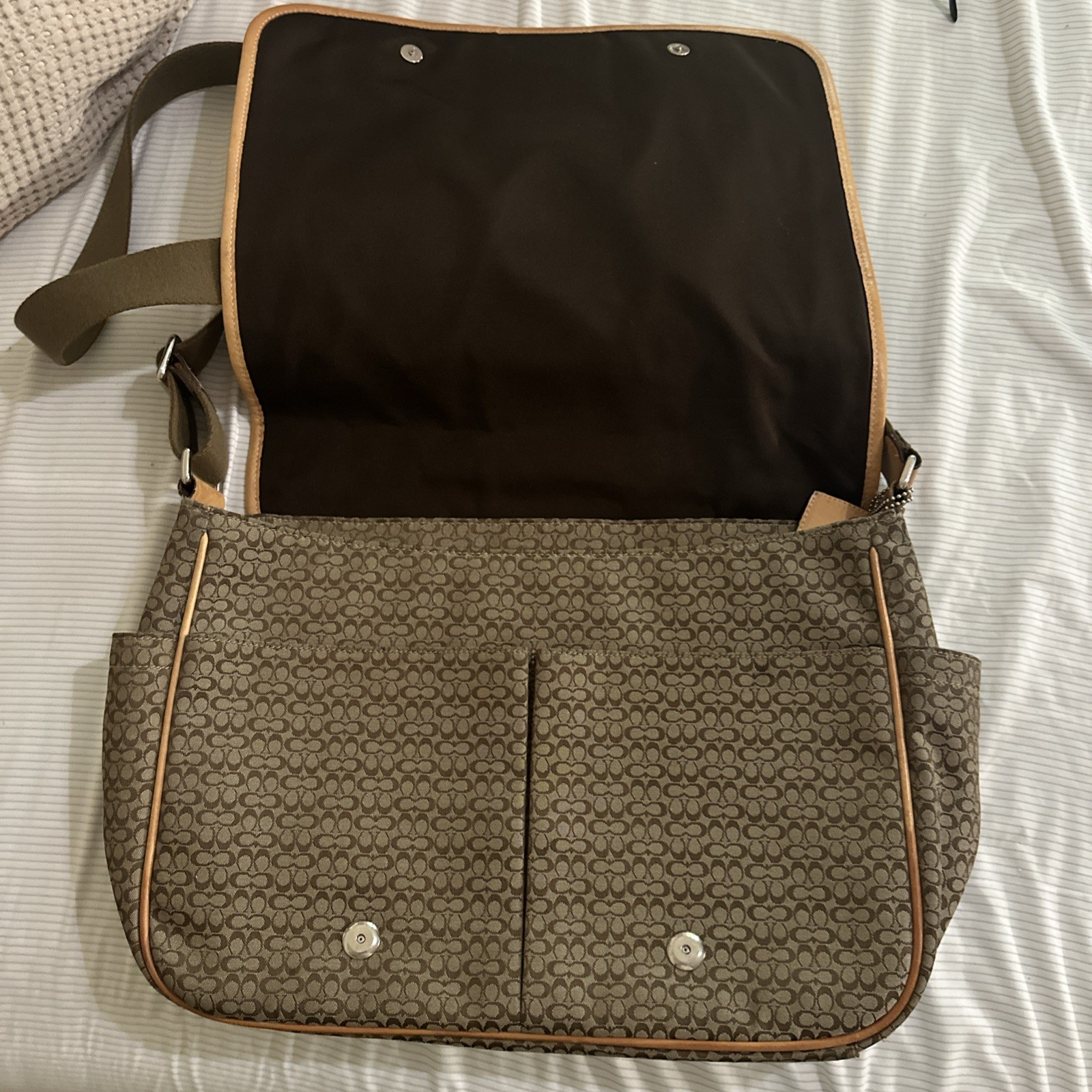 Coach CC Monogram Logo Flap Over Diaper Bag Laptop Bag Brown H0785-F77004