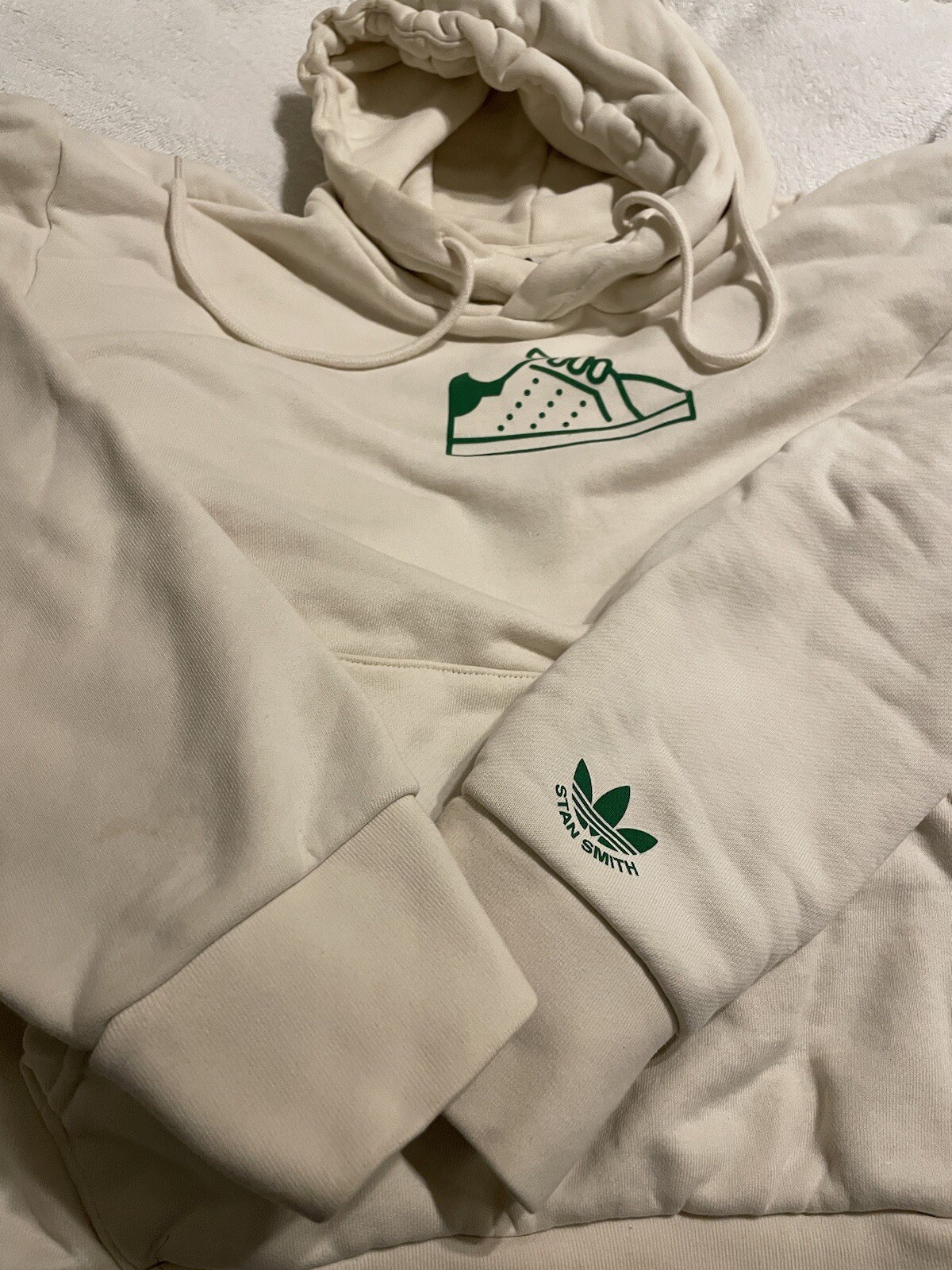 ADIDAS Stan Smith Hoodie in Size Small, White w/ Sneaker Logo. Gender Neutral
