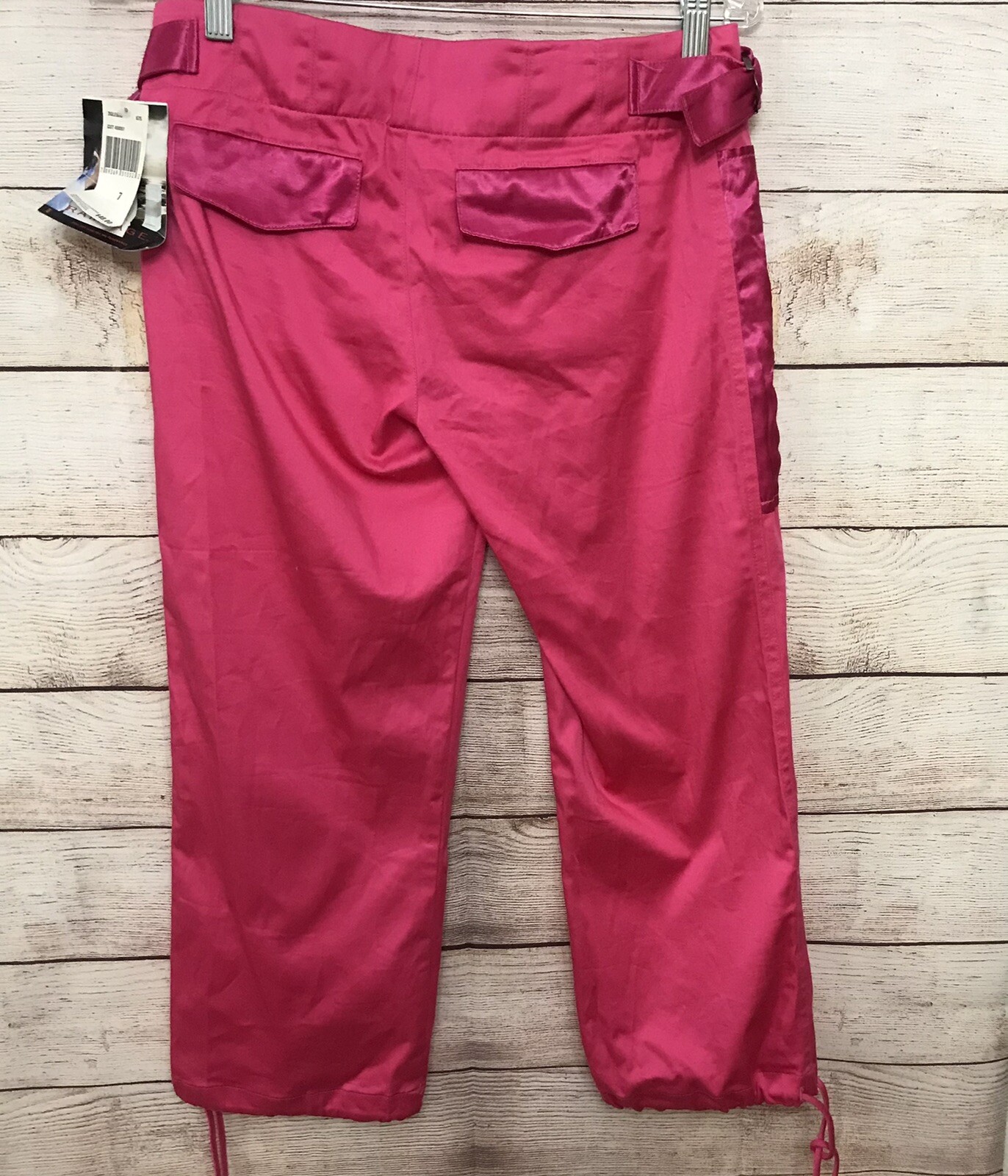 NWT Rampage Clothing Co Pink Capri Pants Satin Accents Leg Ties Jr 7