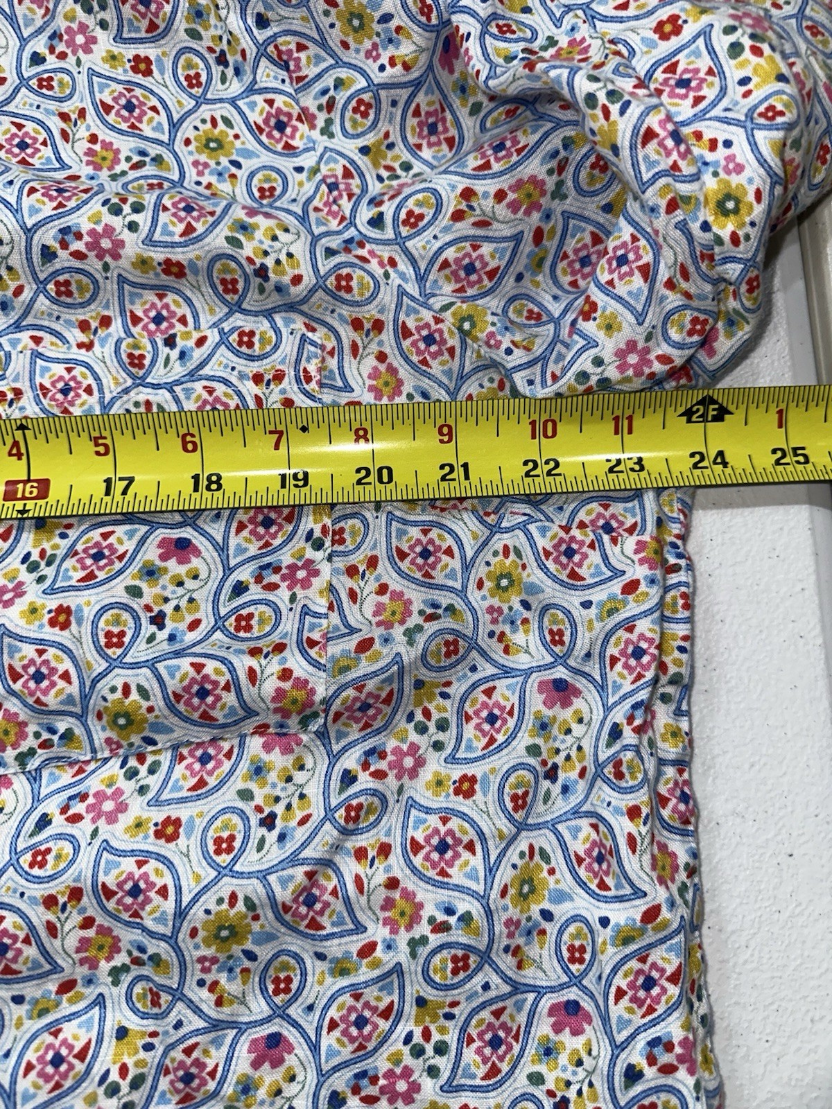 Boden Shirt Size US 14R Linen Floral Blouse Button Up Long Sleeve Beach Resort