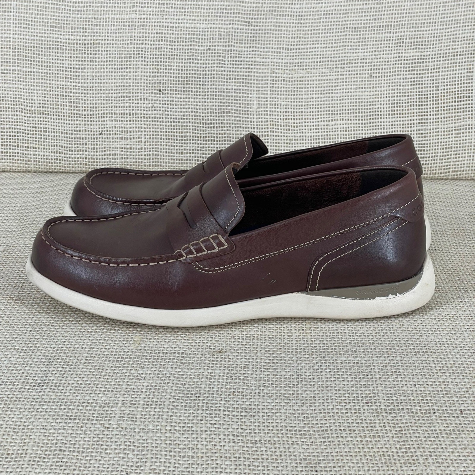 Cole Haan Grand Atlantic Penny Loafers Mens 8.5 Mahogany Brown Leather C33028