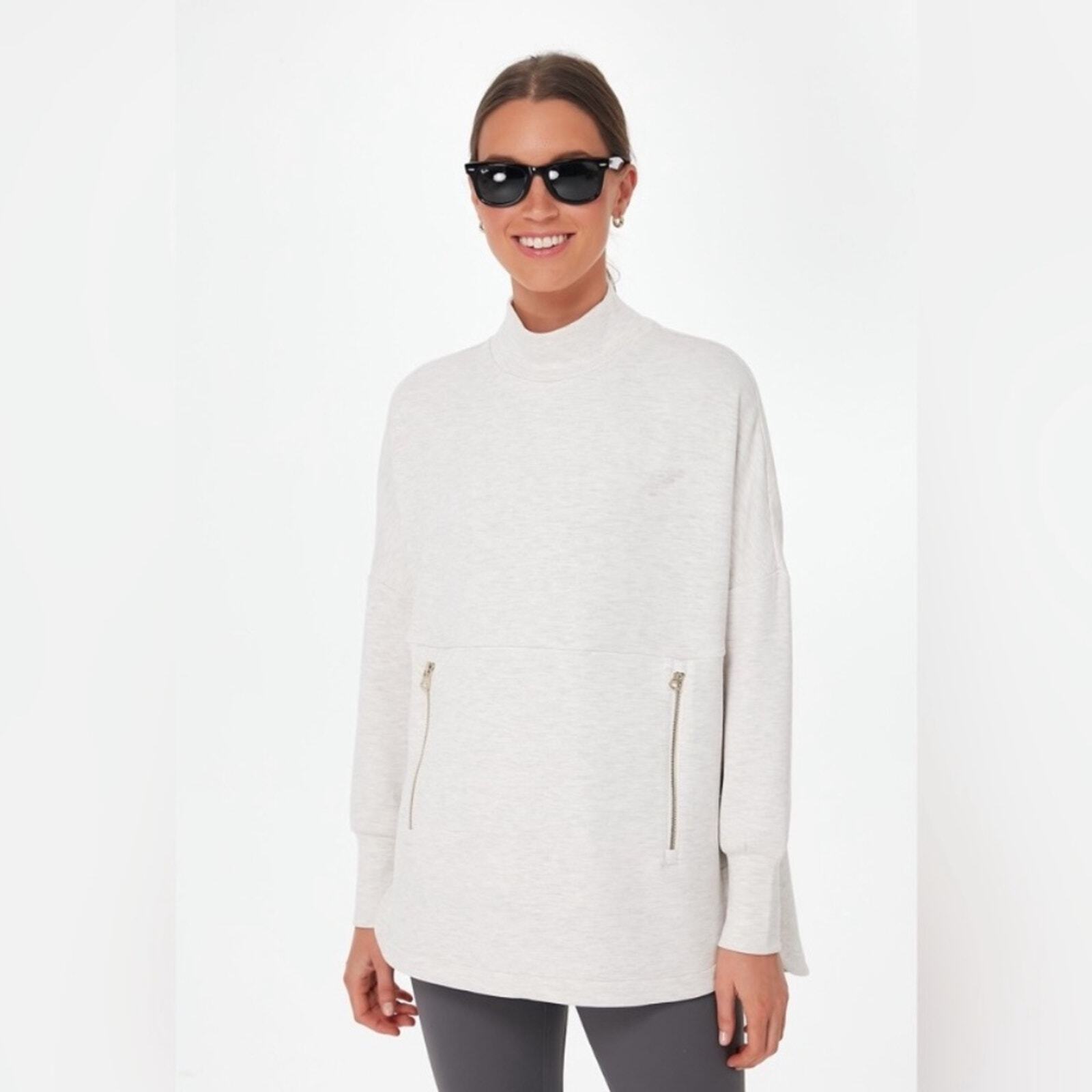 Varley Jacket Bay Sweat Light Doubleface in Light Grey Marl