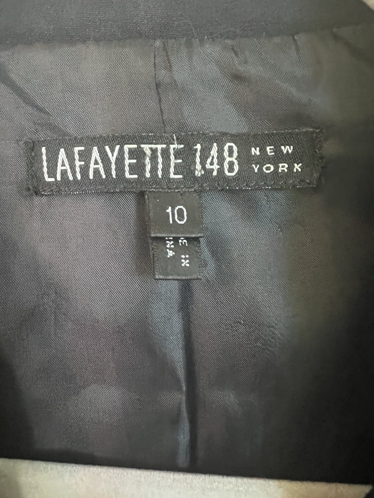 Lafayette 148 New York Black Wool 3-Button Lined Long Sleeve Blazer 10