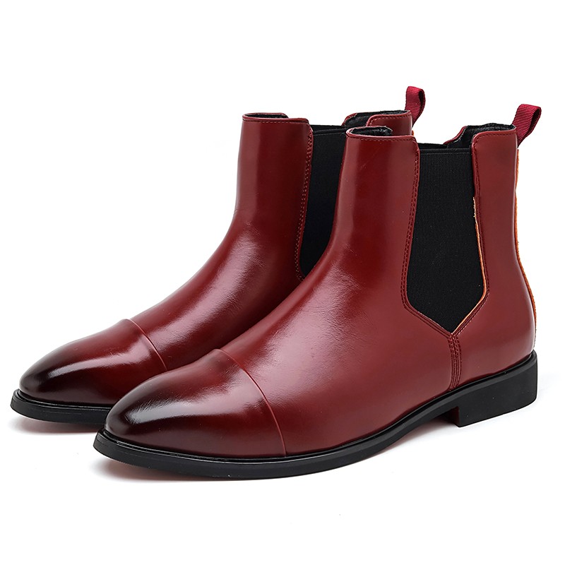 Men’s Faux Leather Pointed Toe Pull On Chelsea Ankle Shoes Boots Party Shoes New