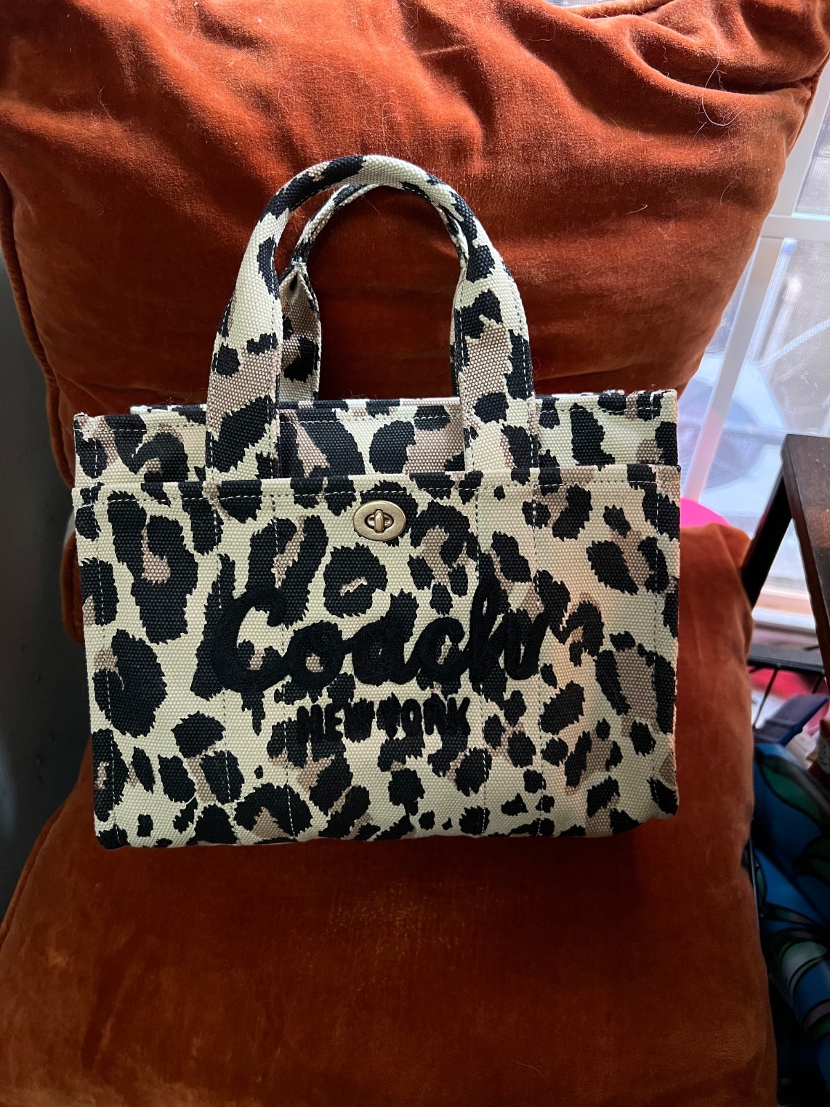 Coach Leopard Print Cargo Handle Tote Bag 20