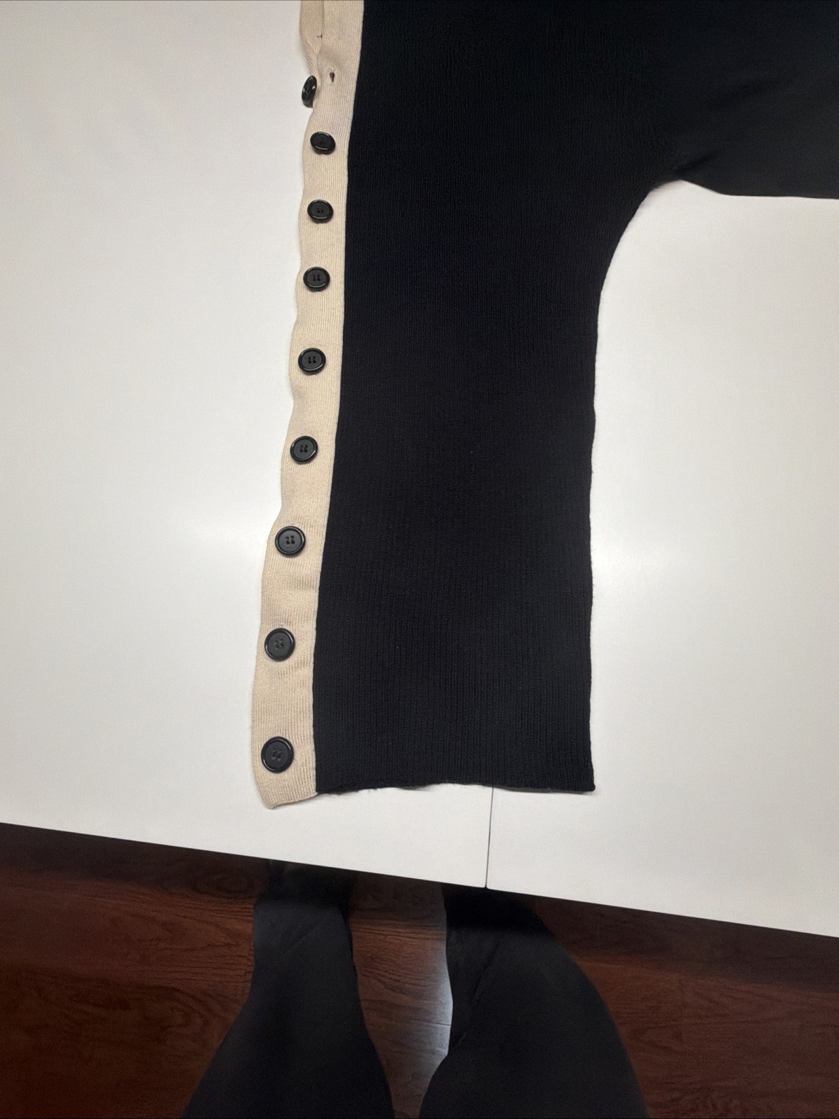 Gwen Stefani L.A.M.B. sweater Black With White Trim And Black Buttons