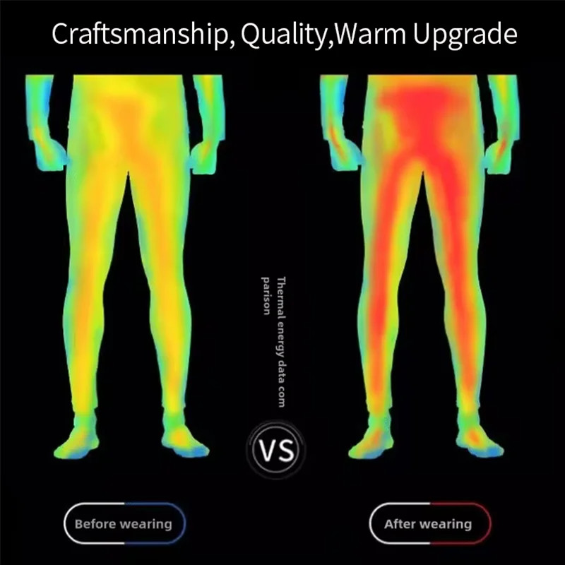 Men’s Long Johns Set Thermal Underwear Top & Pants Set Fleece Lined Warm Winter