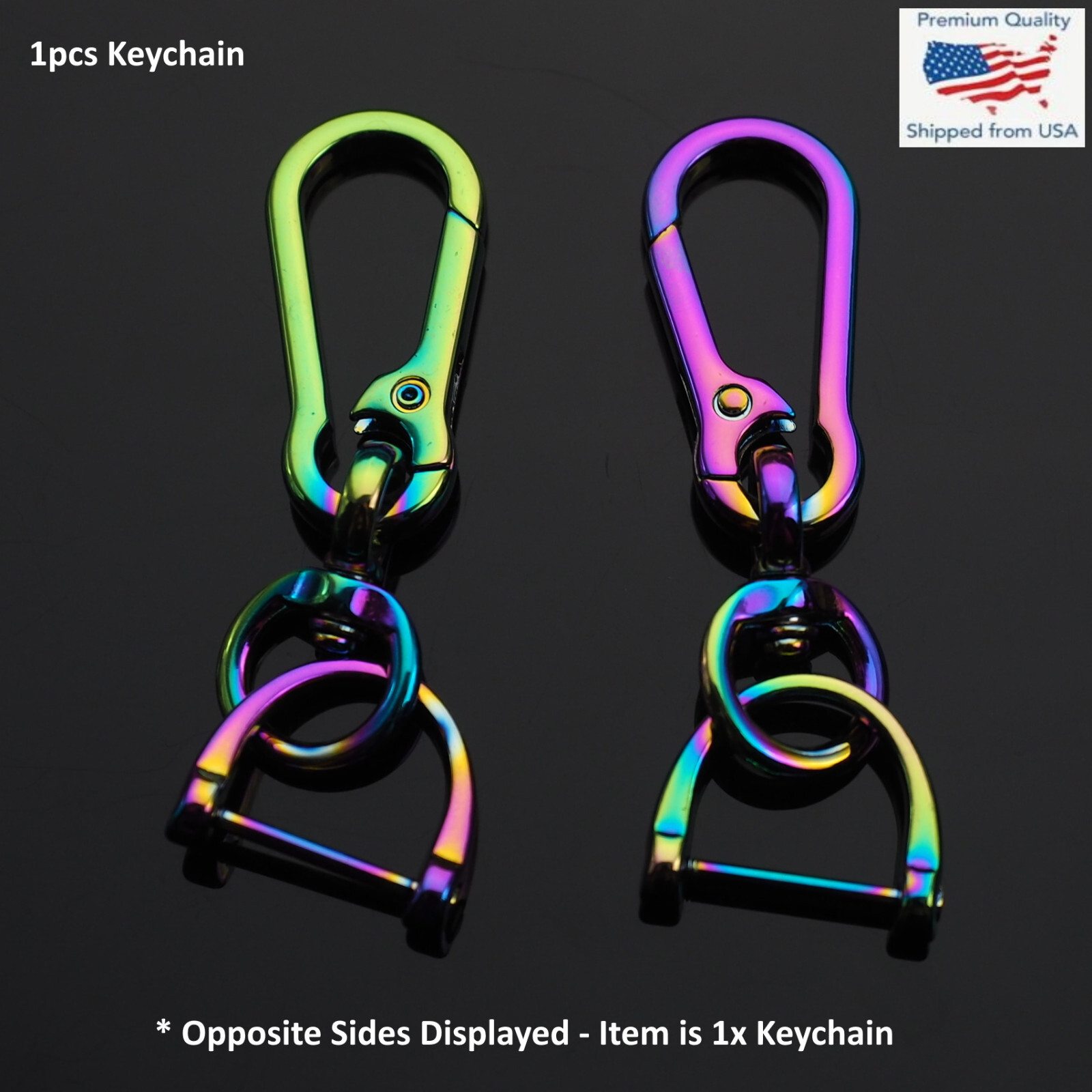 Keychain Clip Bag Belt Ergonomic Car Ring Key 360 Fob D-Ring Buckle Holder Neon