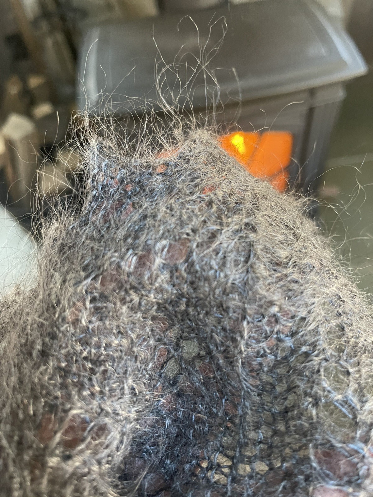 Orenburg Lace Shawl Gray Graphite Goat Down 29×48 in