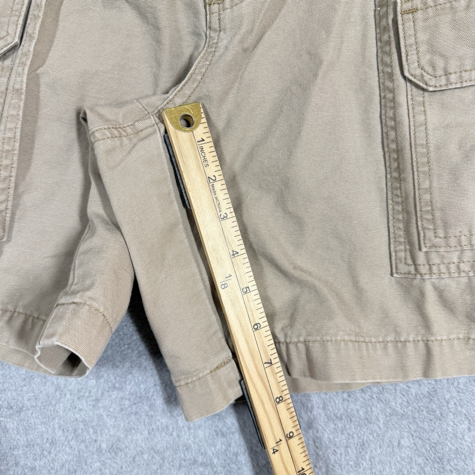 Savane 7″ Safari Cargo Shorts Mens 36 Beige Tan Canvas Elastic Waist Gorpcore