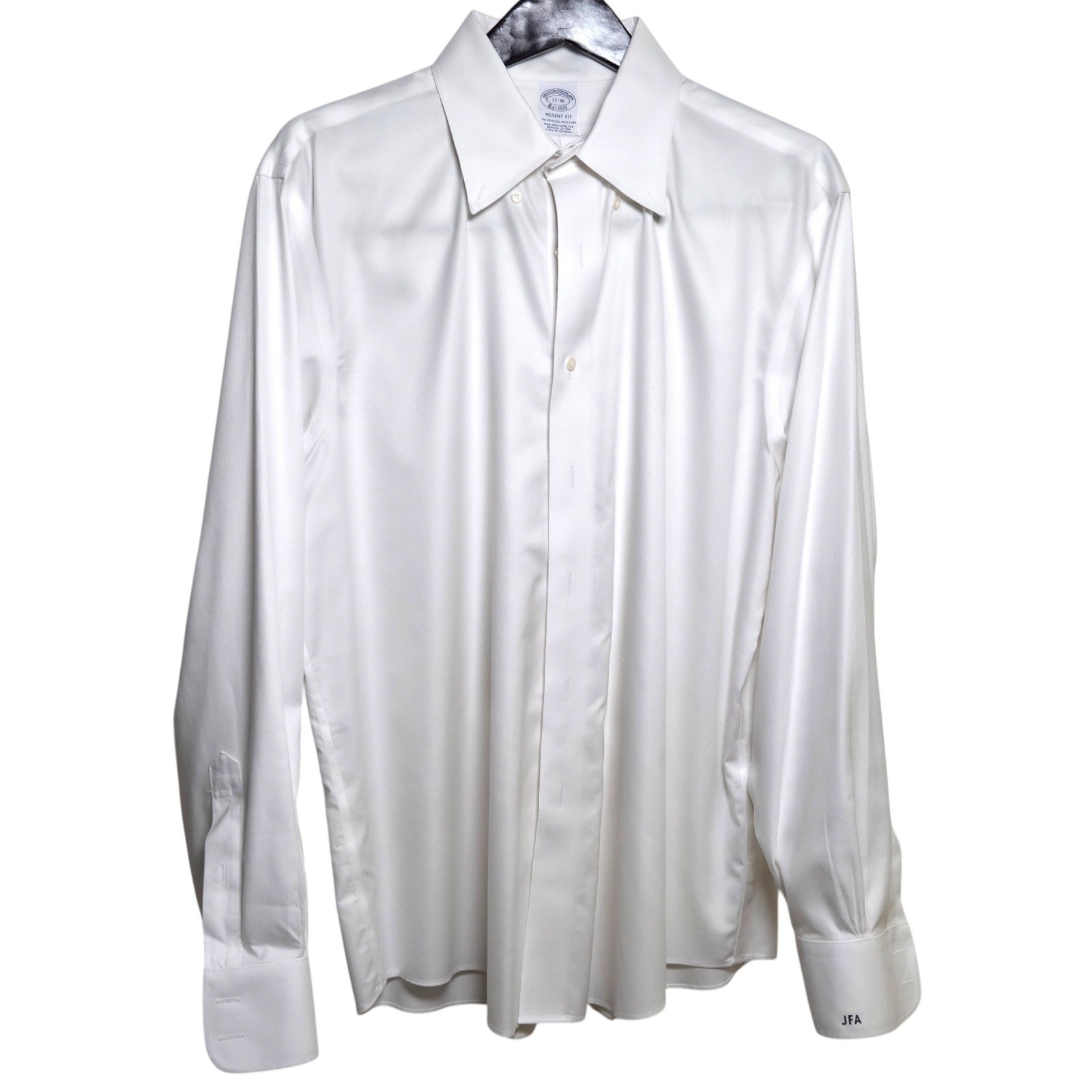 Brooks Brothers Regent Fit White Supima Cotton Dress Shirt 17 36 Monogram JFA