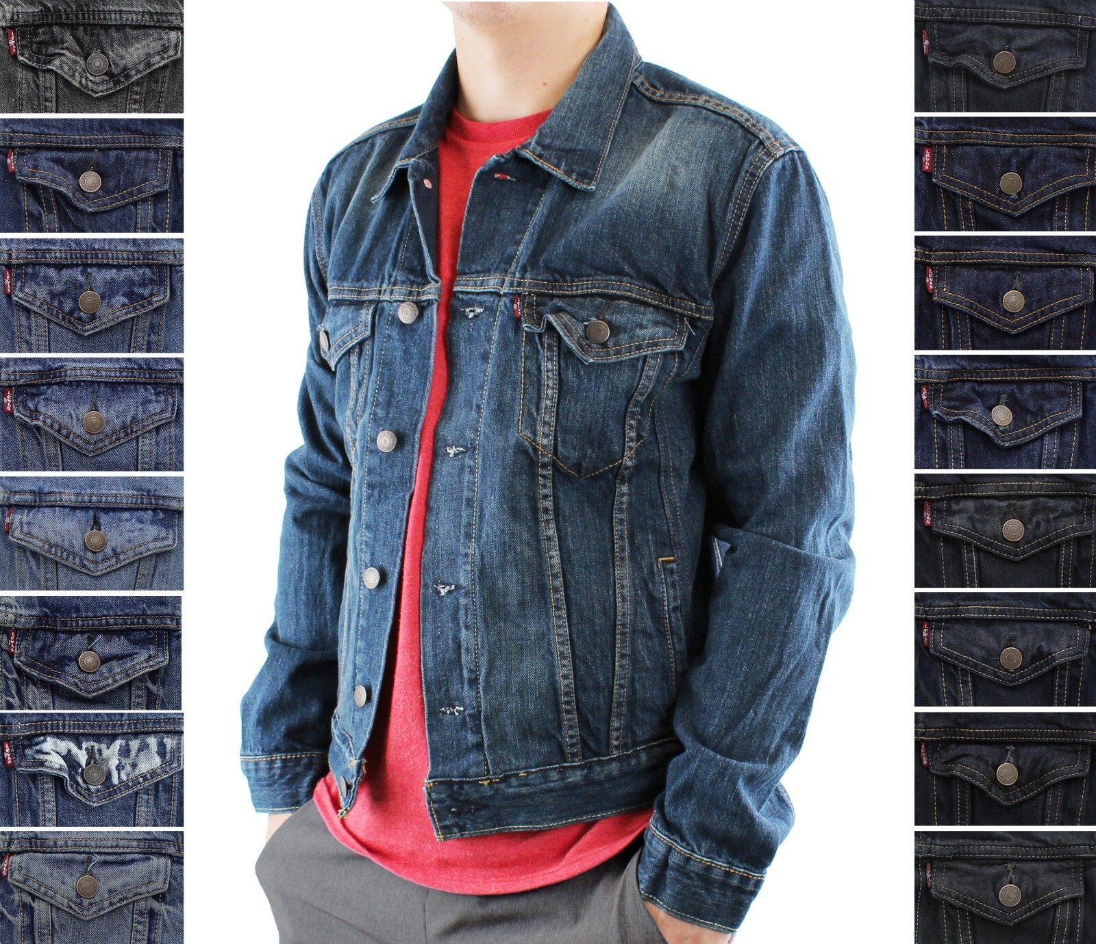 Levi’s Strauss Men’s Denim Jacket Red Tab Button Down Jean Trucker Coat Cotton