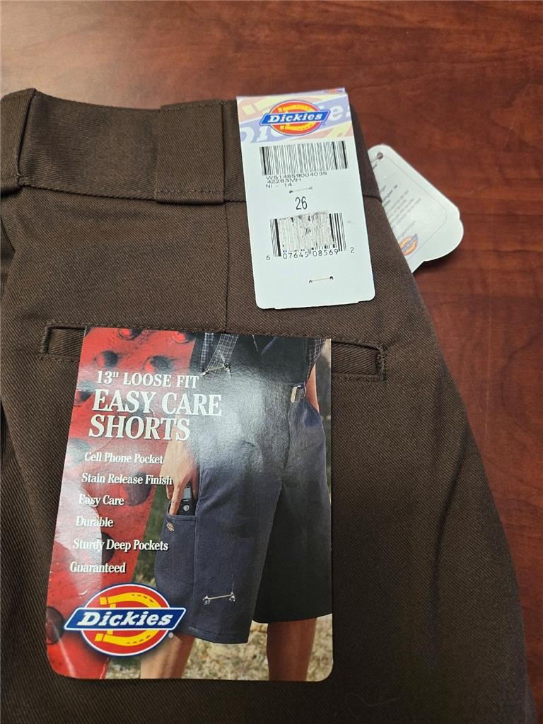.= Dickies Men Shorts 26 Cell Phone Pocket 13″ Loose Fit Easy Care Scotchguard