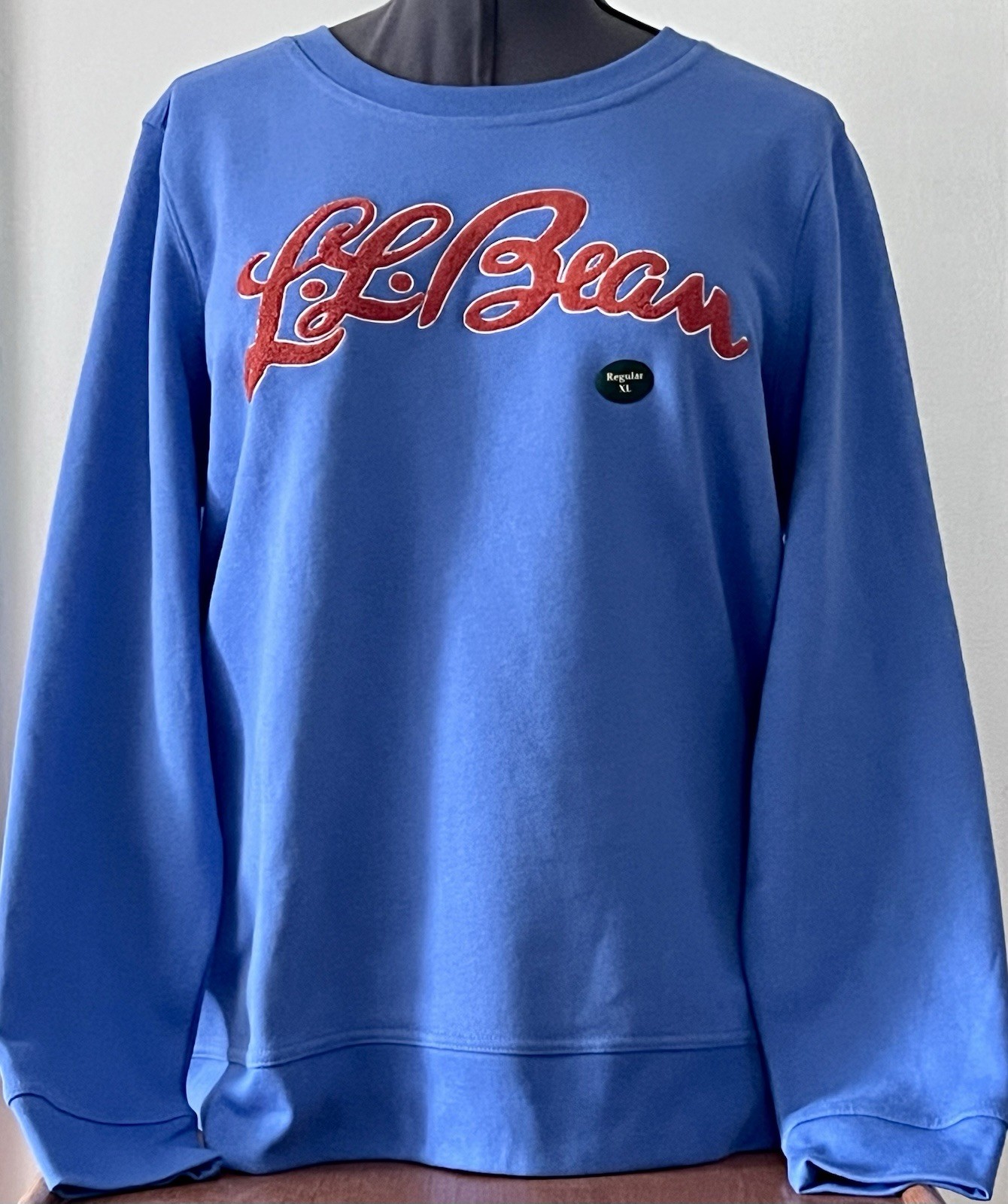 LL Bean Women’s 1912 Signature Script Logo Blue Crewneck Sweatshirt Size XL NWOT
