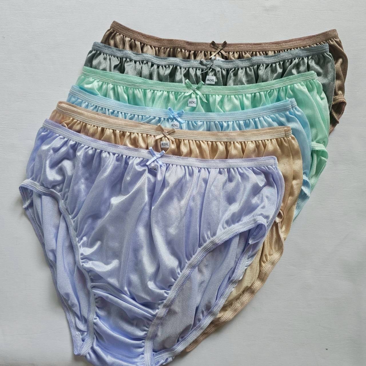 12 Plus Underwear Mid-Waist Panties Women Mens Briefs Nylon Silky Soft /2XL/Mix