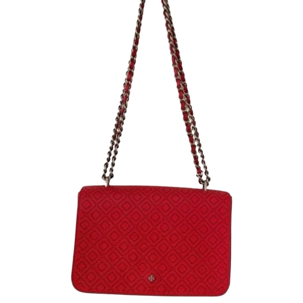 Tory Burch Robinson Perforated Crossbody Red