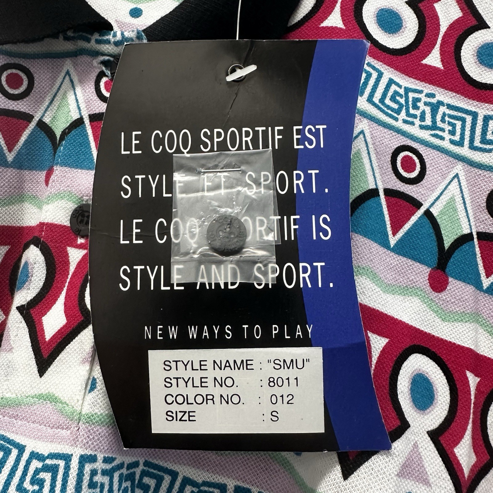 Vintage Le Coq Sportif Abstract Print Tennis Polo Shirt Women’s S 80s 90s NWT