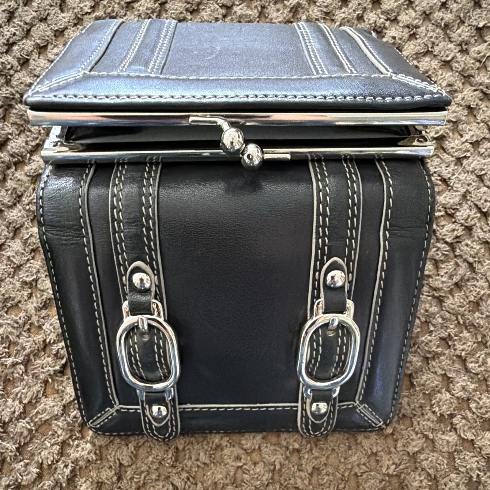 Cole Haan Black Medium Shoulder Bag Zip, Wristlet, Buckle Accent Silver Hardware