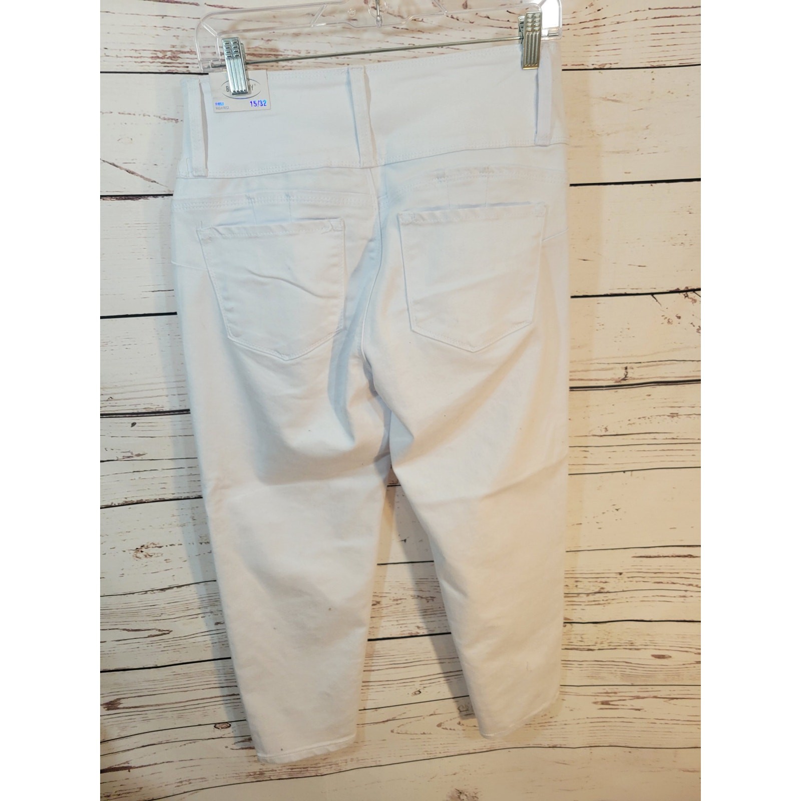 NEW High Rise Jeans 4 button Blue Savvy White Straight Leg Ankle Size 15 / 32