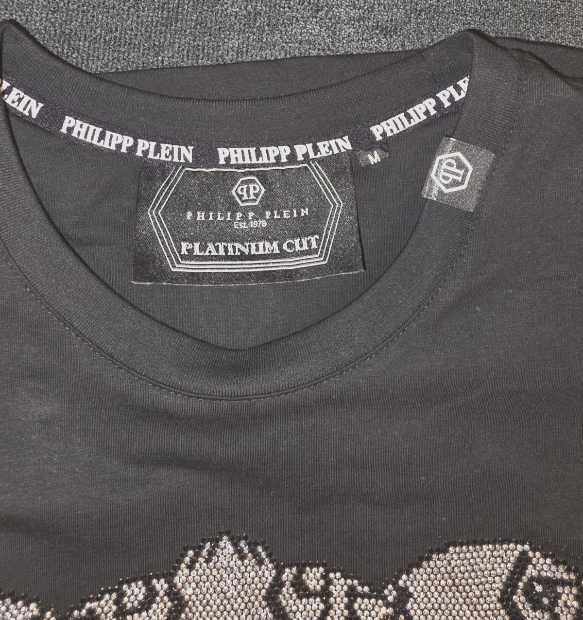 Philipp Plein Teddy, Rhinestone, Black T-shirt Medium, Authentic MSRP $700, Y2K