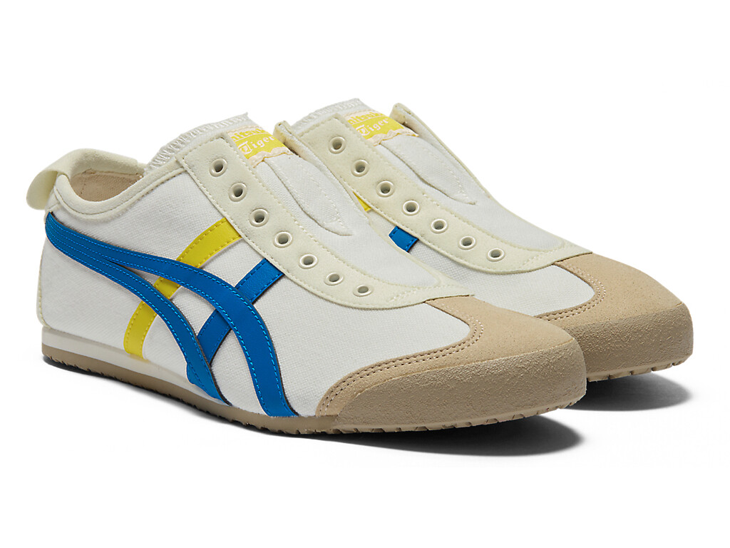 Onitsuka Tiger MEXICO 66 SLIP – ON Canvas WHITE BLACK CREAM BIRCH NAVY TRICOLOR.