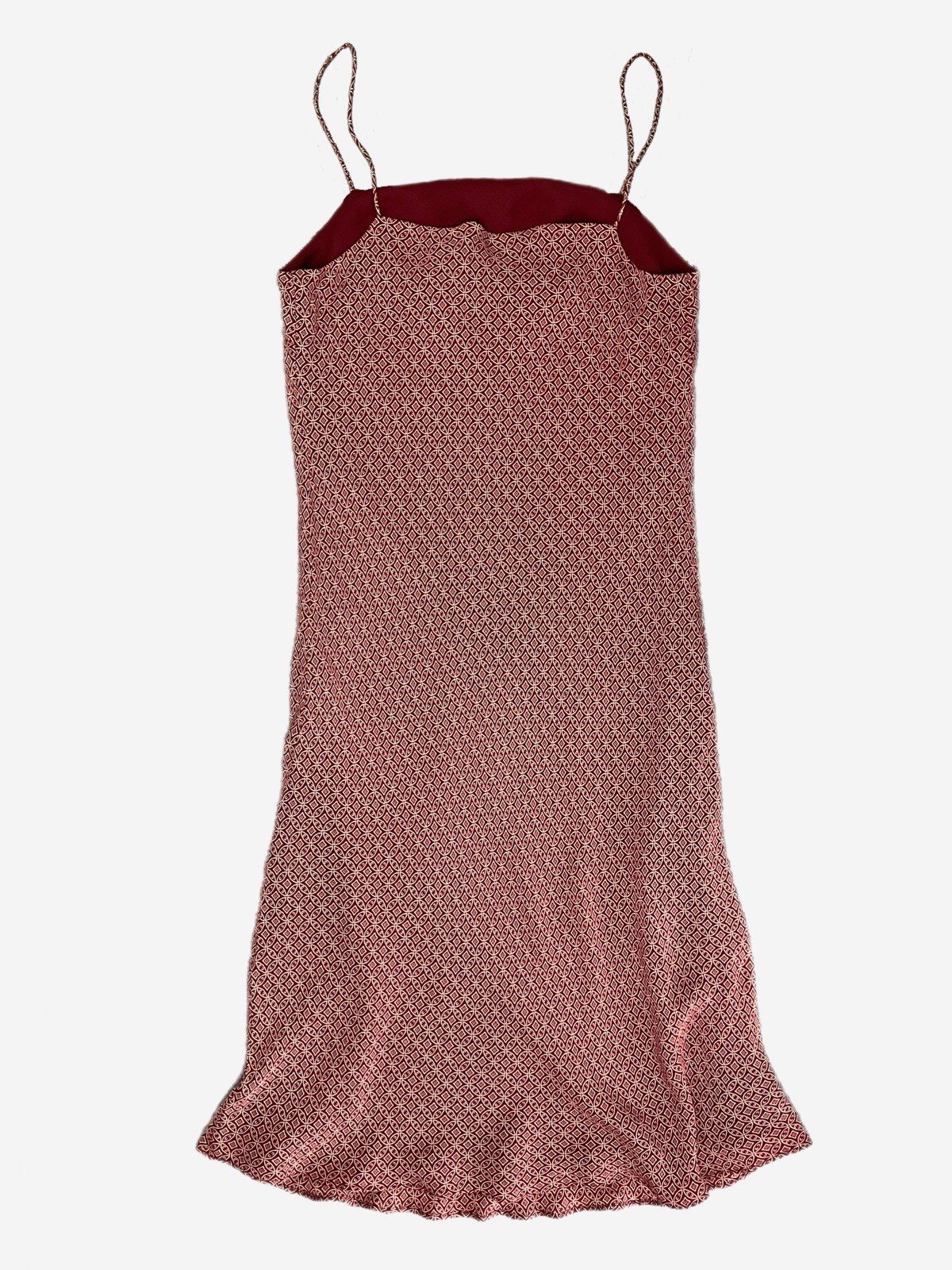 Vintage 90s Ann Taylor Burgundy silk floral geometric slip dress classic clean S