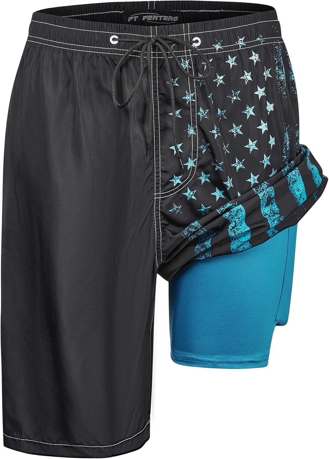 Men’s Quick Dry 2-in-1 Swim Trunks with Compression Liner Zipper Pockets Stretch