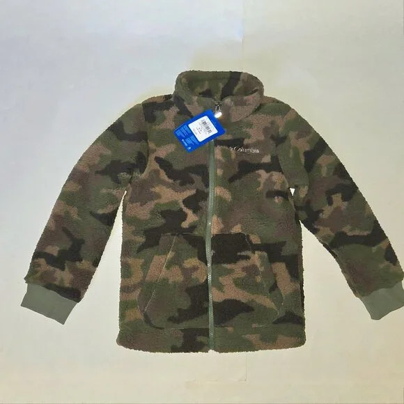 Columbia Boy’s Rugged Ridge Sherpa Full-Zip Jacket Cypress Camo, Youth S, XL