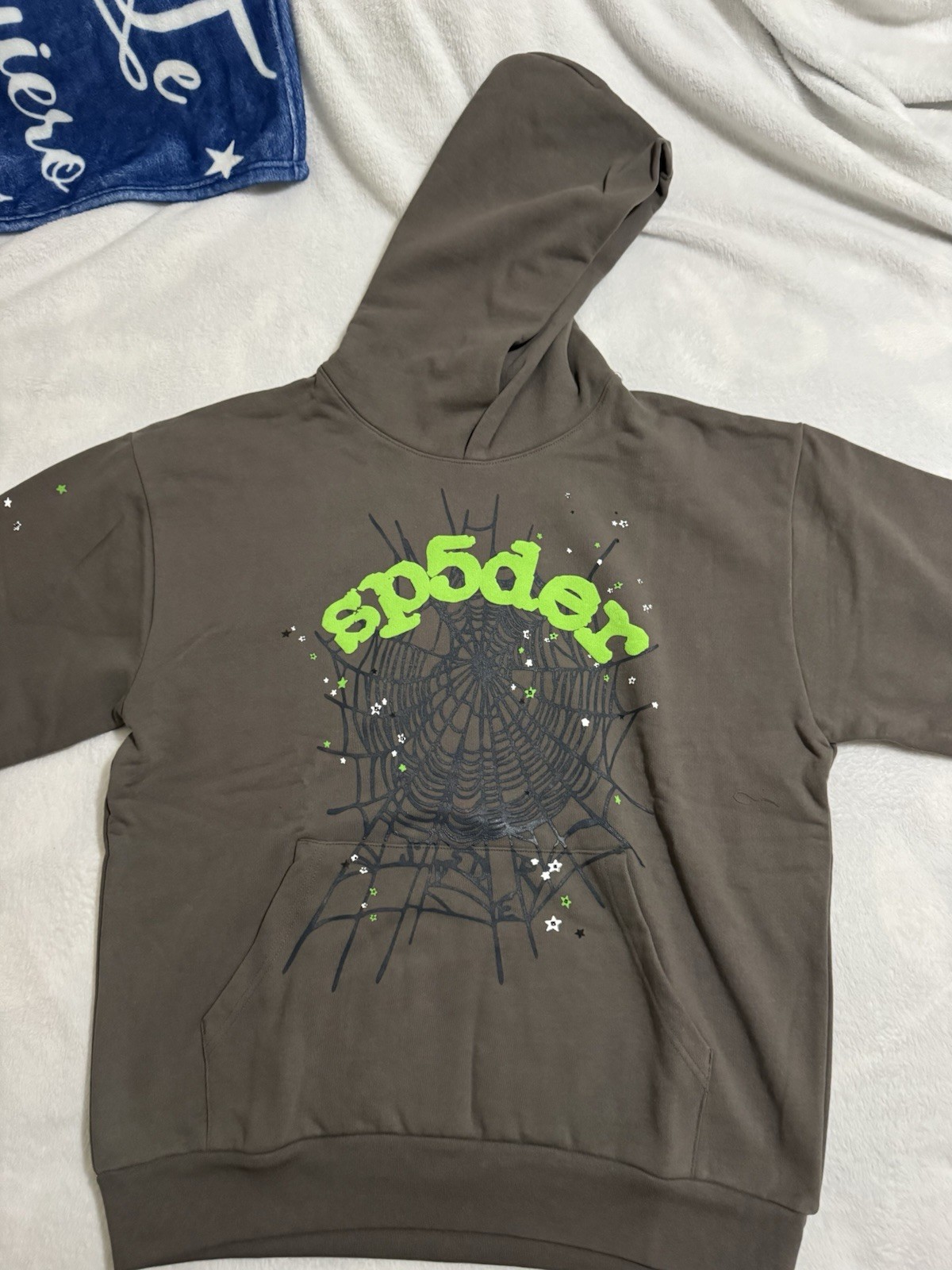 sp5der OG Web Graphic Logo Pullover Hoodie Gray XL Unisex Adults