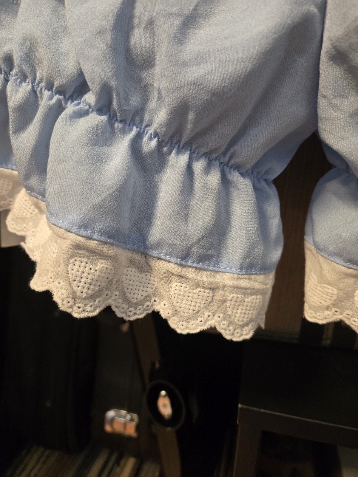 Pastel Blue Kawaii Bloomers Lolita Ruffle Pumpkin Shorts – Heart Eyelet Lace Med