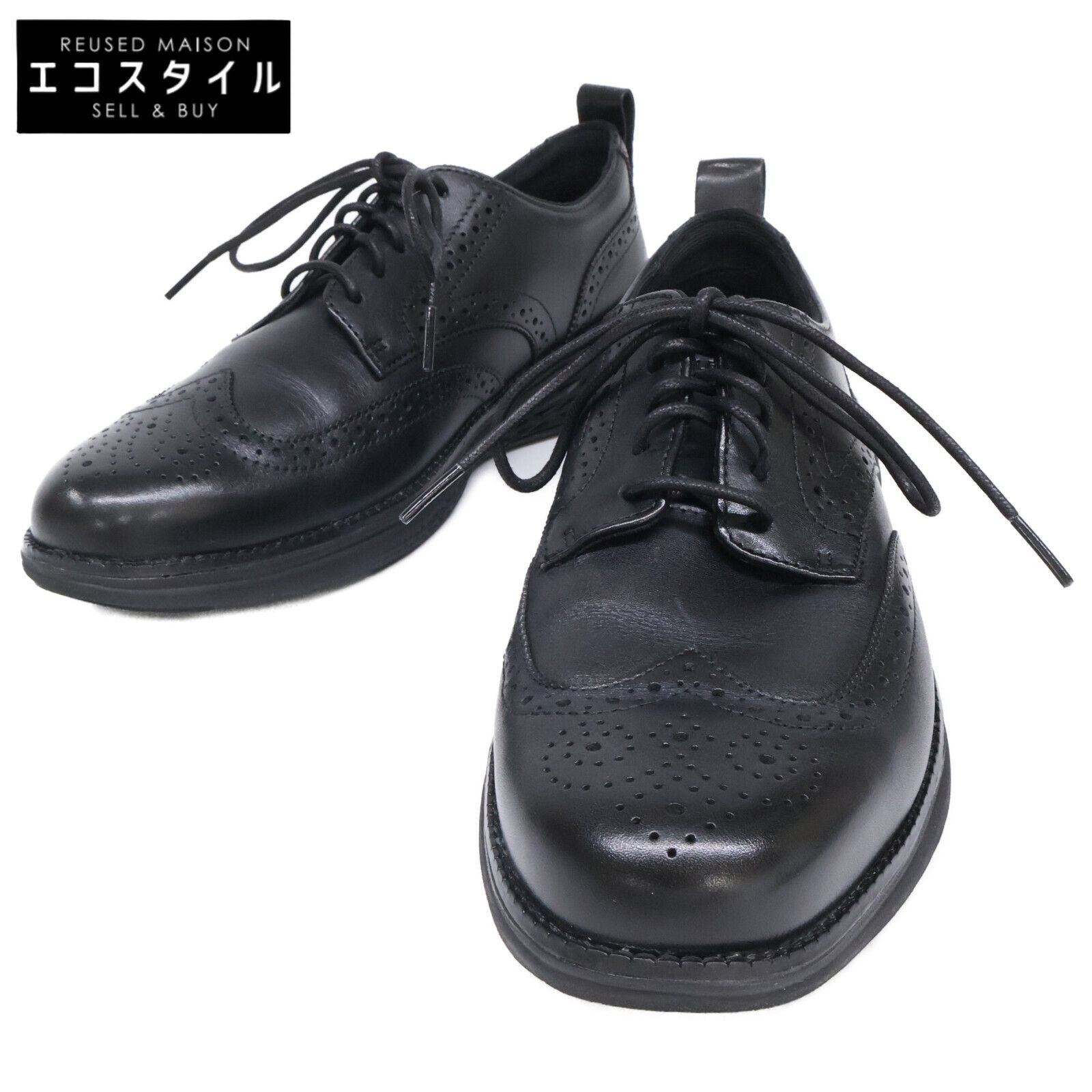 Cole Haan Grand Hullion Wingtip Oxford Shoes Black Leather 7.5 US Men’s Excelle