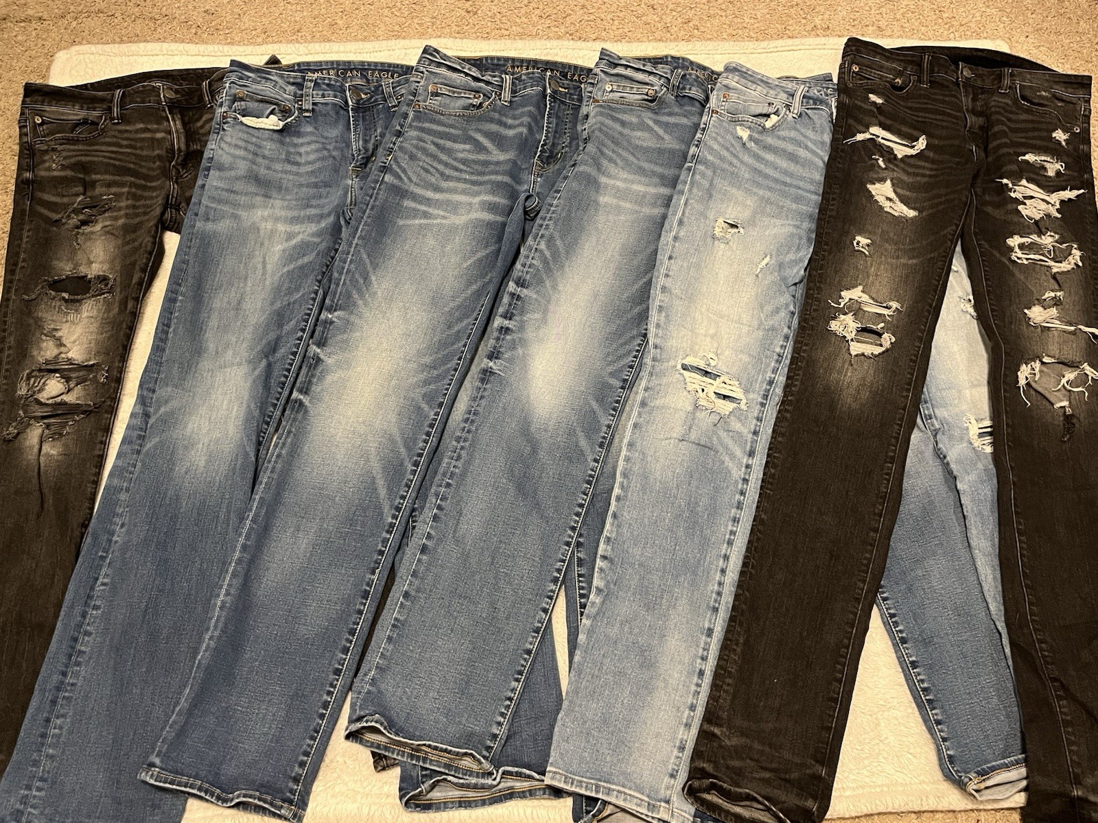 Lot Of 6 Men’s American Eagle Next Level Flex Jeans Distressed – All 32W x 36L