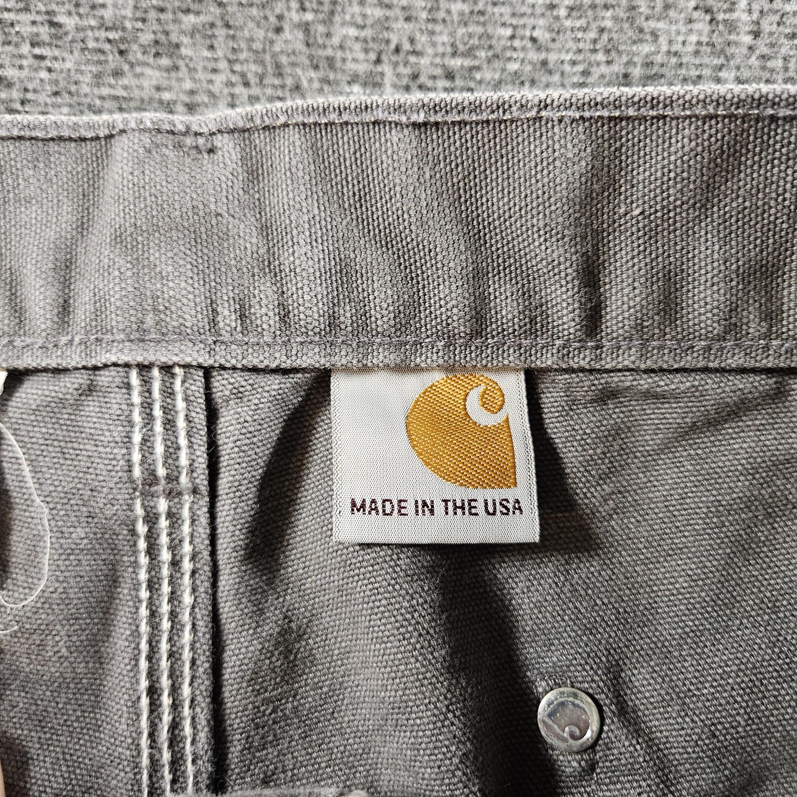 Carhartt Pants Mens 36×34 Gray Canvas Double Knee Carpenter B01 GVL Made USA