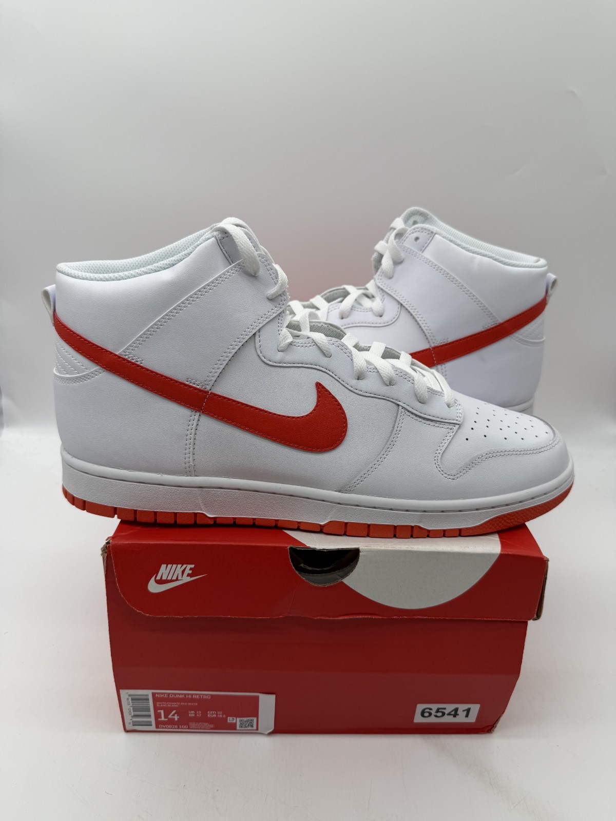 Size 14 – Nike Dunk High White Picante Red (Brand New)