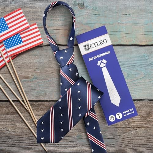 Men’s Patriotic Neckties American Flag Ties 3.27″ (8.3CM) USA Blue Star Striped