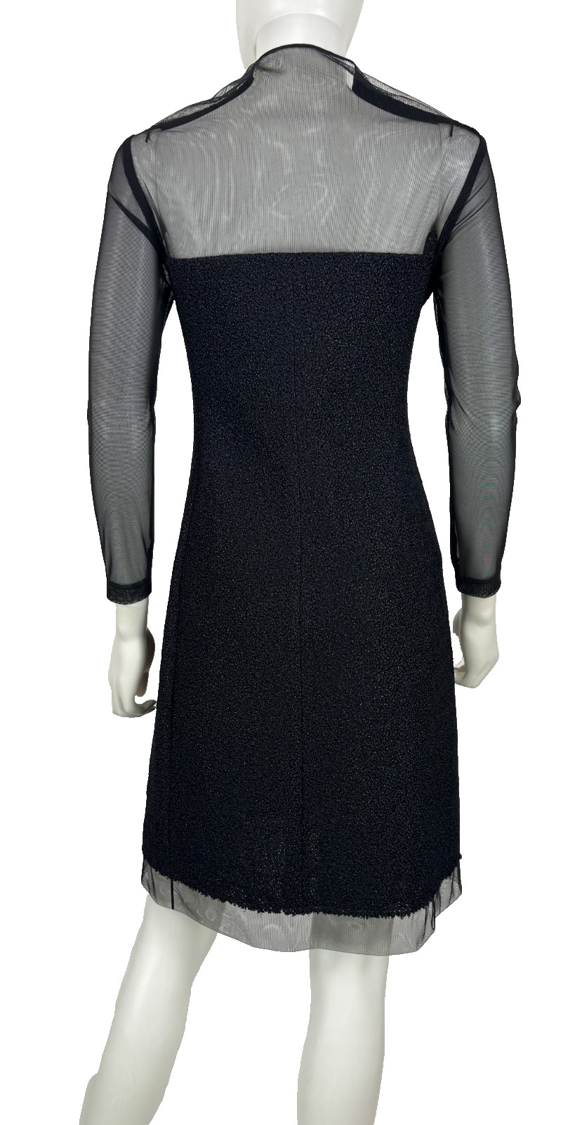 $3K Akris Black Sheer Mesh Cocktail Dress 6 US 42 IT 36 D M Tweed Runway MINT
