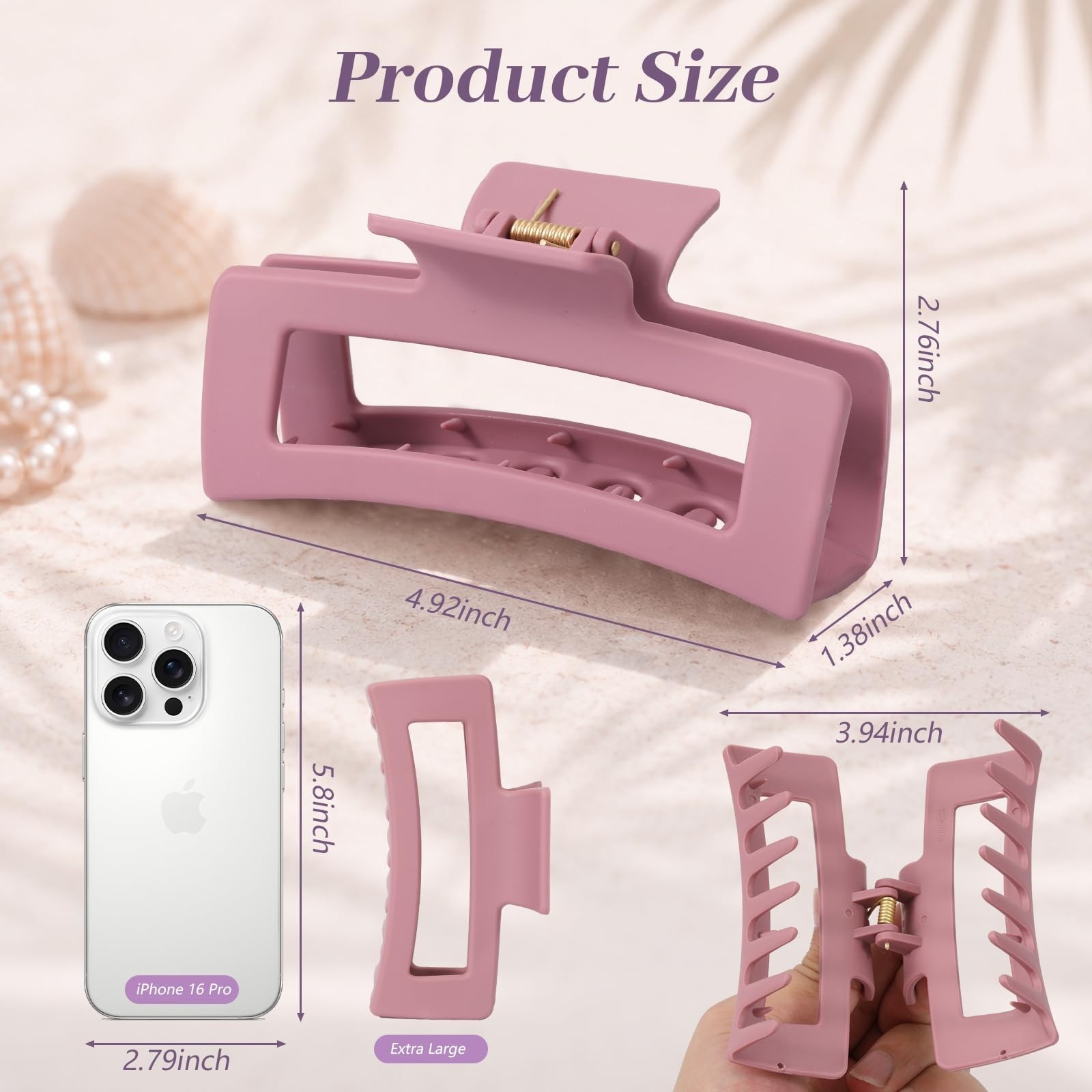 4Pcs Extra Large Cloud Claw Clips for Thick Curly Hair – Jumbo Silicone Jaw Clip