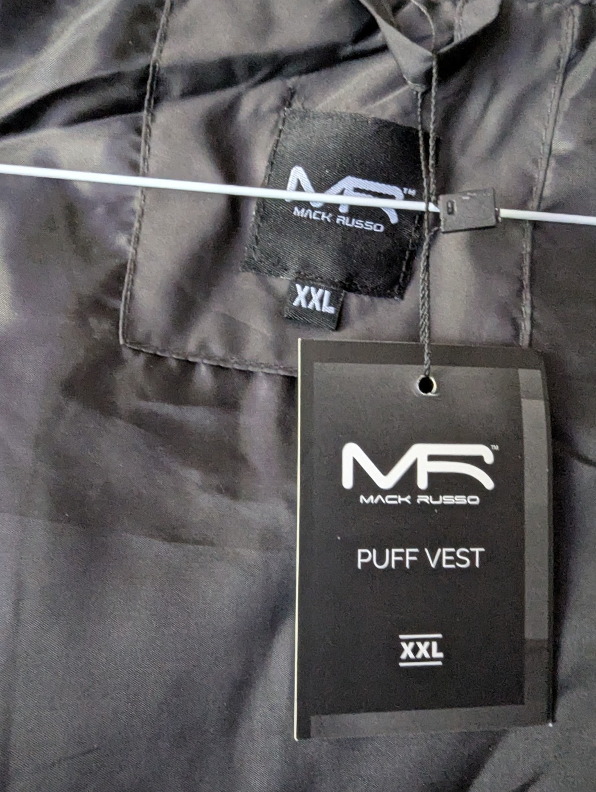 Mack Russo Puff Vest Men 2XL Black Full Zip Mock Neck Insulated Outwear Gorpcore