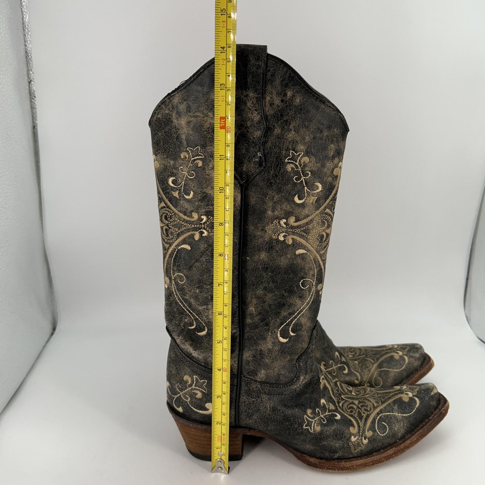 Circle G Boots Womens Size 7.5 L5048 Embroidered Crackle Western Cowgirl Leather