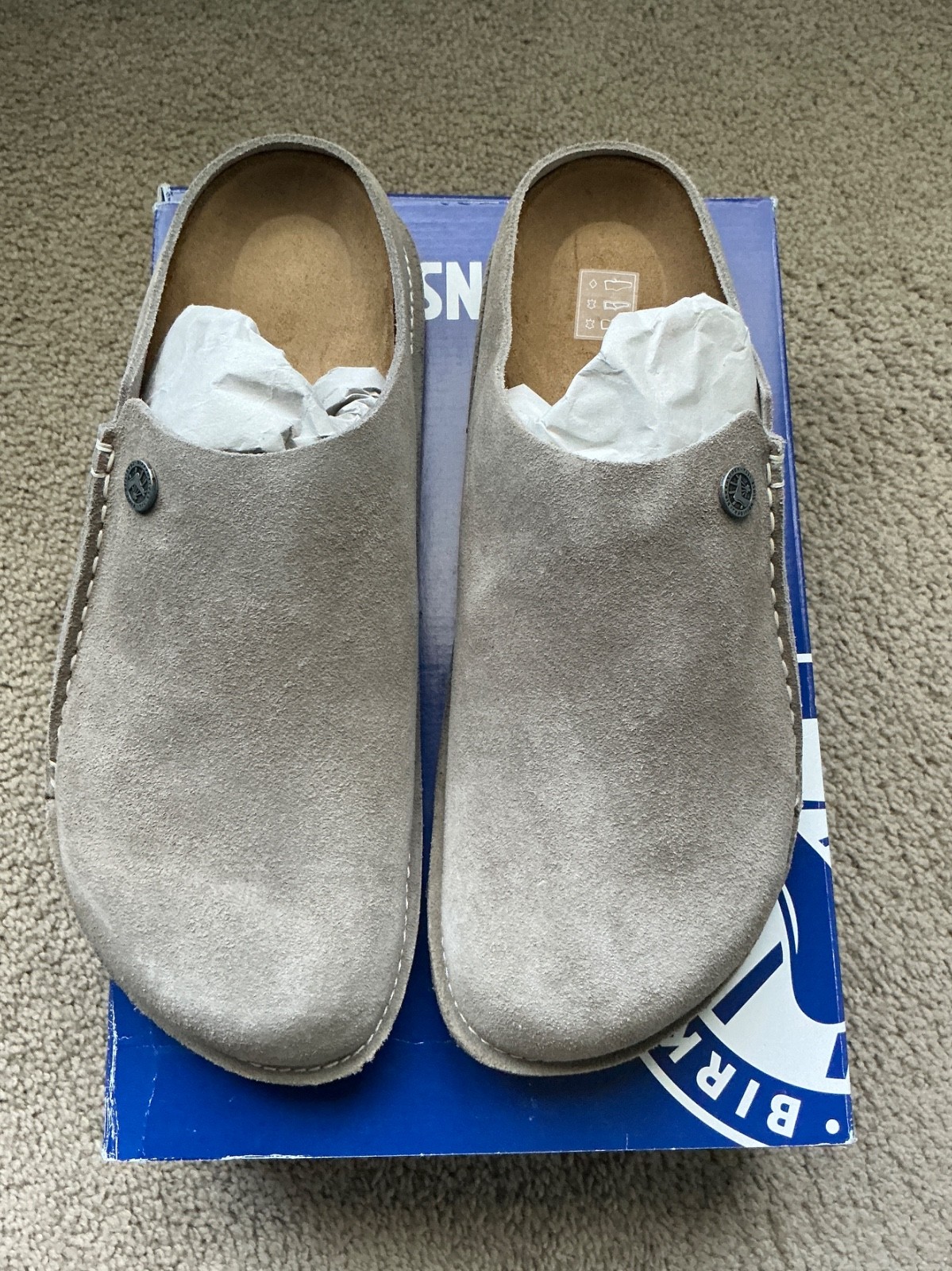 BIRKENSTOCK Zermatt Premium Suede Leather Size W 10 M8 Grey