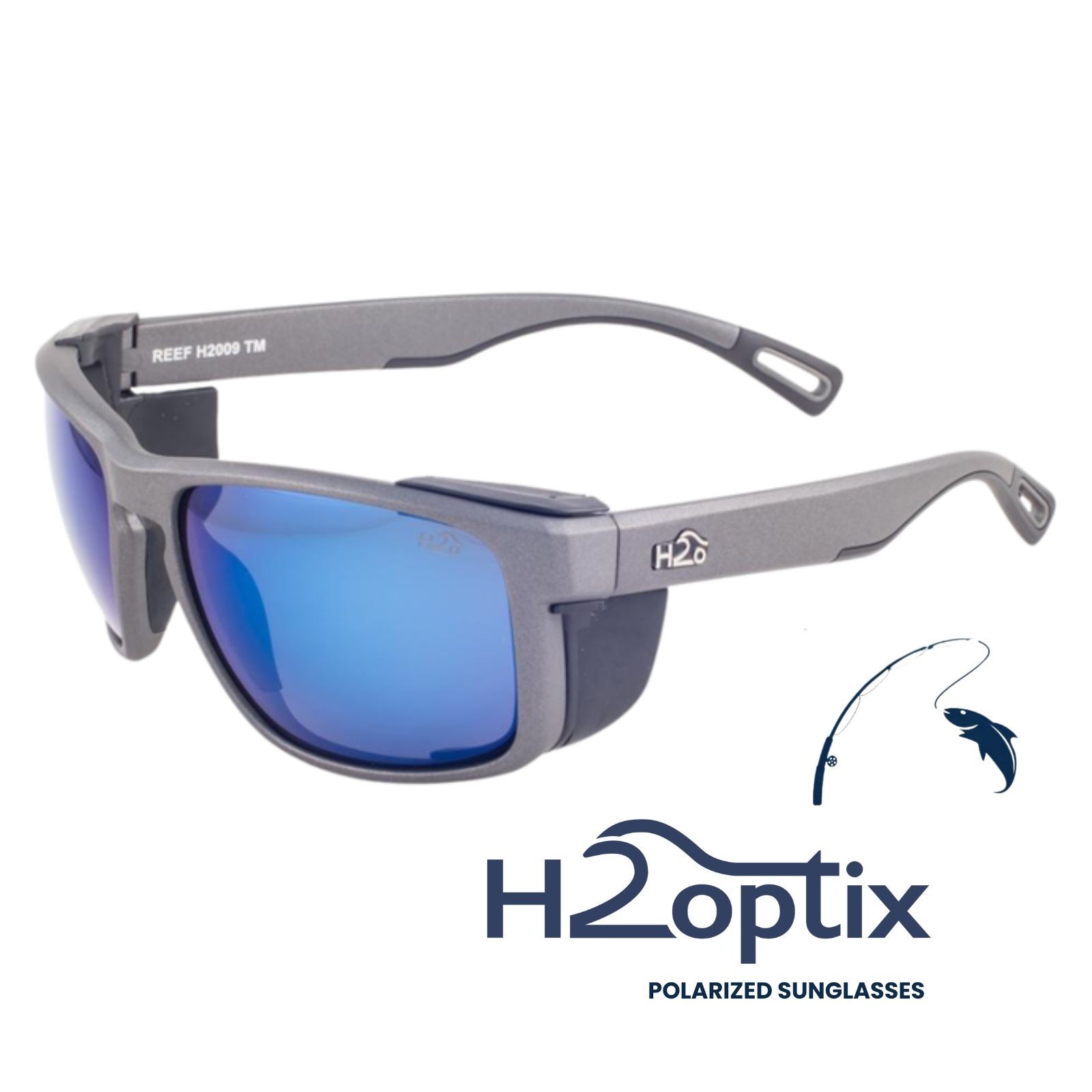 H2Optix Reef – H2009 Gunmetal Matte Grey – Blue Flash Mirror Lens – NEW