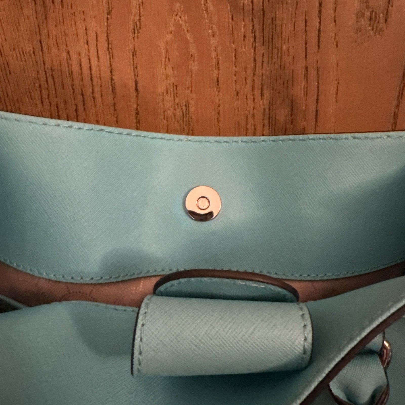 New Michael Kors Hamilton Satchel Leather Chain-Strap Satchel Aquamarine