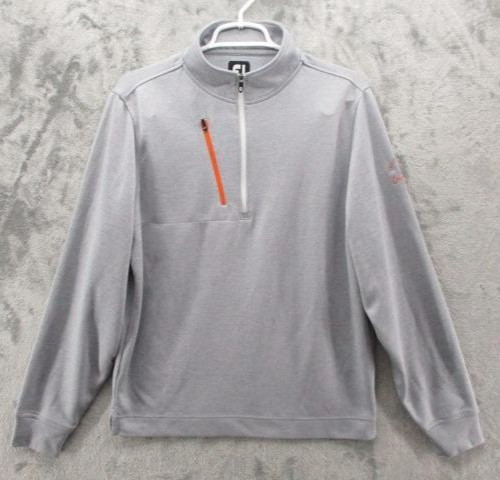FootJoy Shirt Mens Medium Gray 1/4 Zip Golf Pullover Zip Pocket Logo Ballantyne