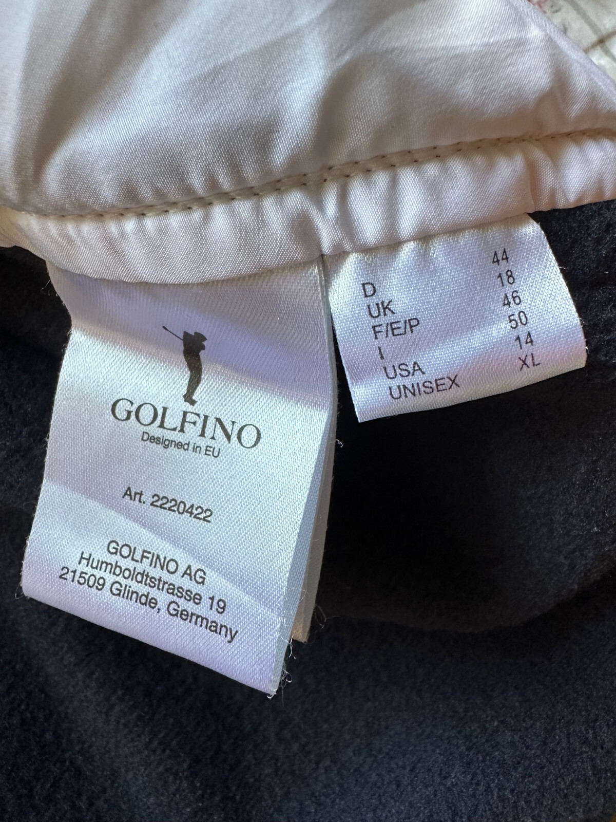 GOLFINO Soft Shell Full Zip Navy and White Jacket w/Plaid Accent – Size L