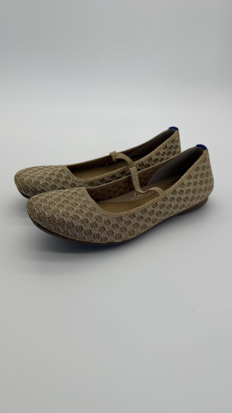 Rothy’s The Max Square Mary Jane Flats Beige Woven Knit Ballet Shoes Size 7